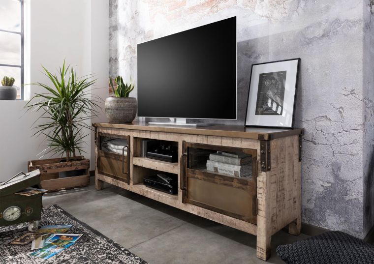 mobile TV in legno di Mango 170x40x60 marrone laccato HEAVY INDUSTRY #236