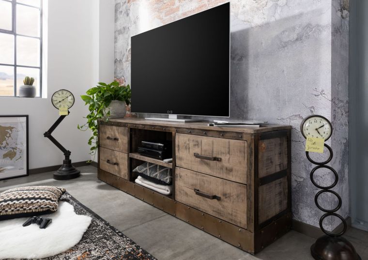 mobile TV in legno di Mango 180x40x60 marrone laccato HEAVY INDUSTRY #239