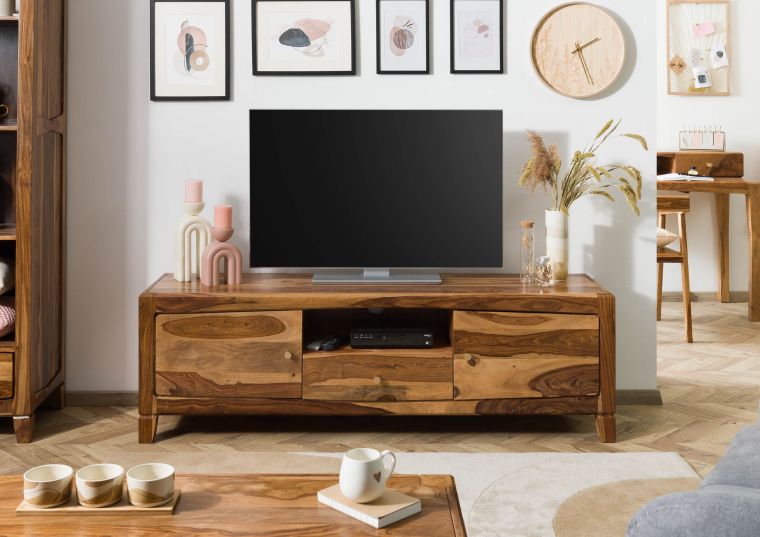 ANCONA #110 Mobile TV in legno di sheesham - laccato / marrone 175x45x55
