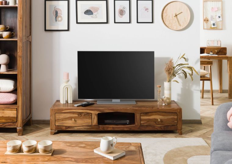 ANCONA #112 Mobile TV in legno di sheesham - laccato / marrone 160x43x33