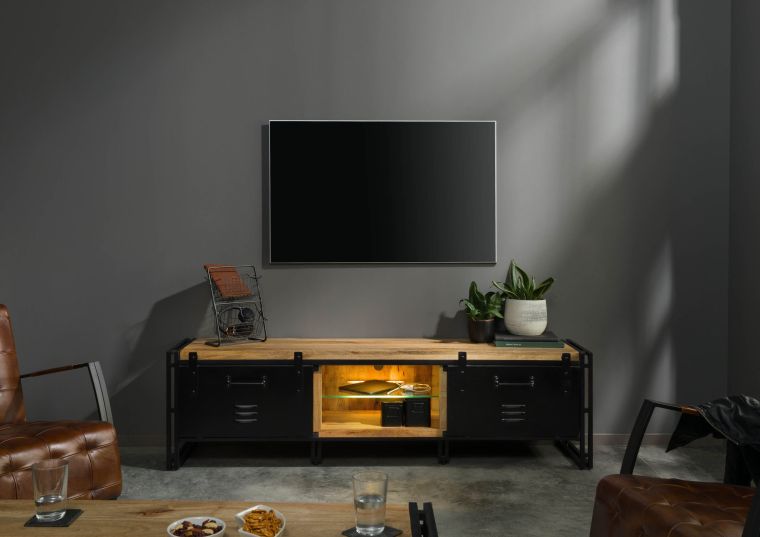 Mobile TV in legno di Mango 200x45x55 oliato / natur BLACKBURN #101