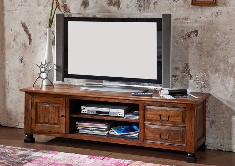 mobile TV in legno di Sheesham / palissandro 175x50x52 marrone laccato NEW BOSTON #207