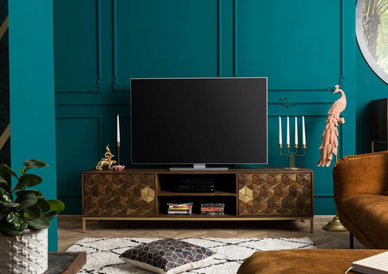 mobile TV in legno di Mango 190x45x50 marrone oliato DIAMOND #205