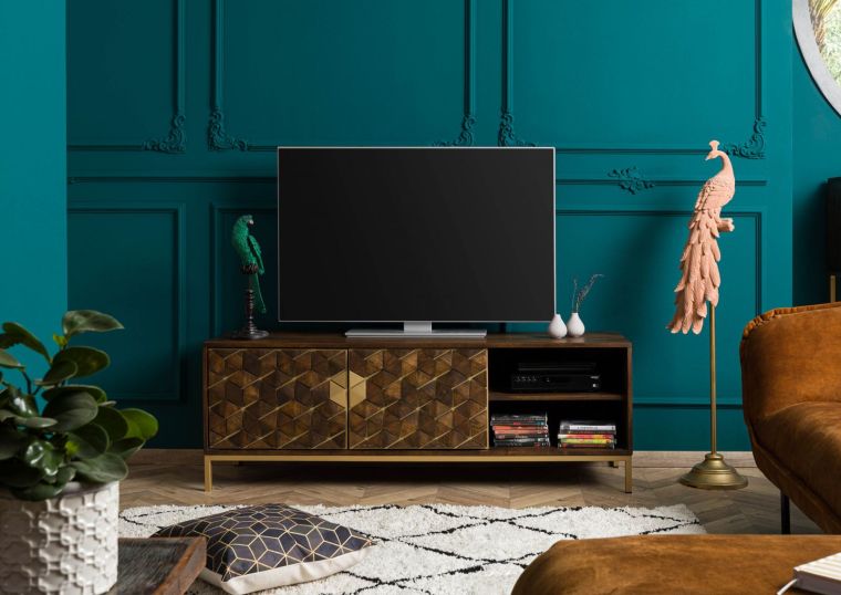 mobile TV in legno di Mango 145x45x50 marrone oliato DIAMOND #206