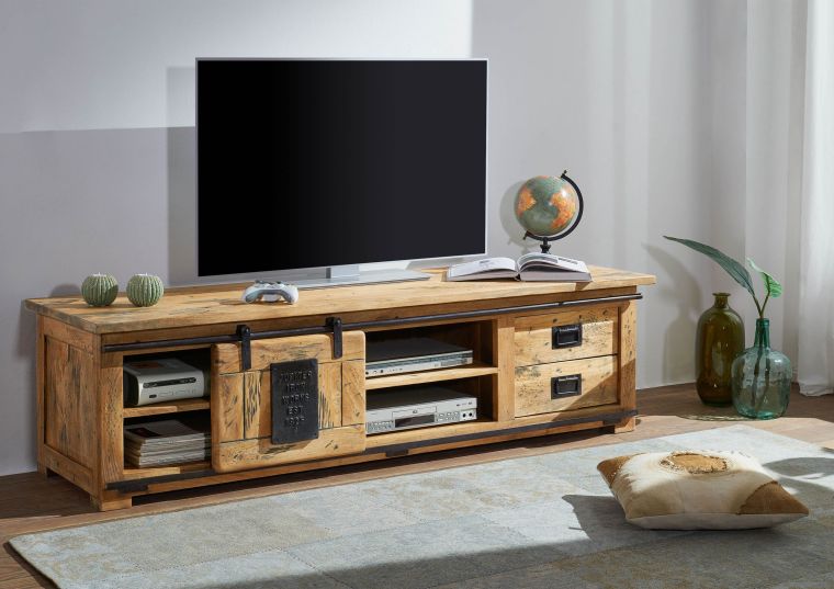 mobile TV in legno di Mango 180x55x50 mango naturale laccato RAILWAY #145