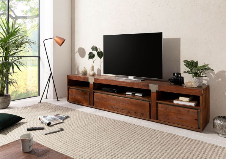 mobile TV in legno di Mango 250x48x55 marrone laccato AMSTERDAM #27