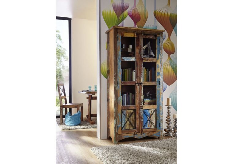 vetrina in legno di Legno riciclato 90x40x180 multicolore laccato NATURE OF SPIRIT #52