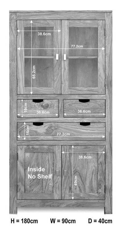 NATURE GREY #61 Mobile dispensa in legno di sheesham - oliato / grigio  90x40x180