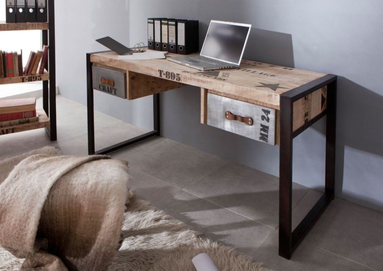 scrivania in legno di Mango 150x70x76 mango naturale stampato FACTORY #124