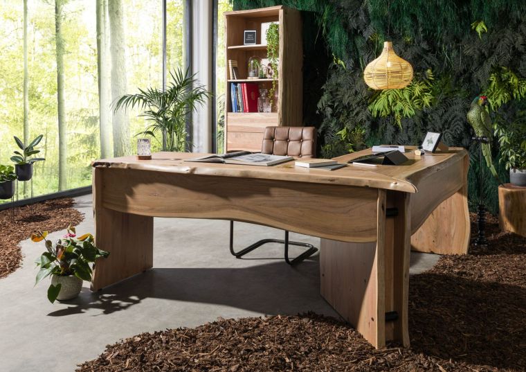 scrivania in legno di Acacia 185x163x76 acacia naturale laccato PURE ACACIA #749