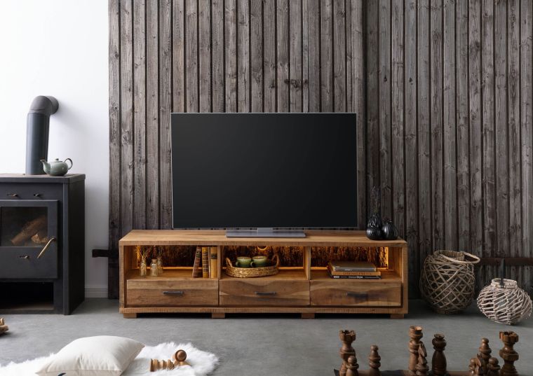 BARK #117 Mobile TV in legno di acacia - laccato / naturale 175x40x47