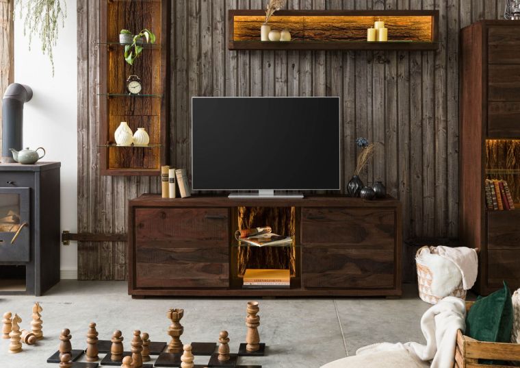 BARK #211 Mobile Tv in legno di acacia laccato / marrone 175x40x63