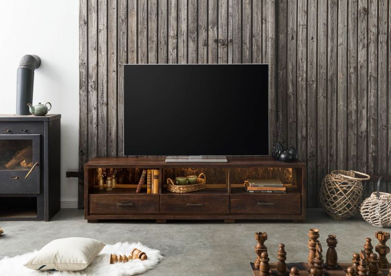 BARK #217 Mobile TV in legno di acacia - laccato / marrone scuro 175x40x47