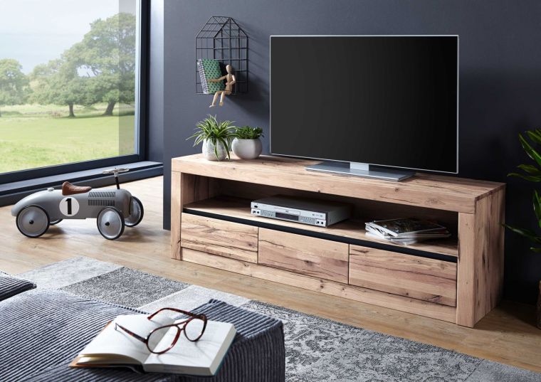mobile TV in legno di Quercia Selvatica/ Cerro 165x42x55 bianco oliato MONTREUX #204