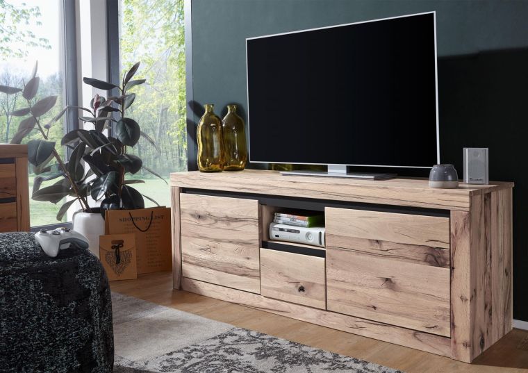 mobile TV in legno di Quercia Selvatica/ Cerro 155x45x60 bianco oliato MONTREUX #314