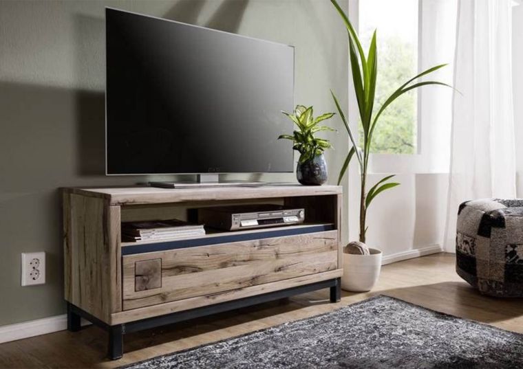 mobile TV in legno di Quercia Selvatica 120x40x56 bianco oliato VILLANDERS #212