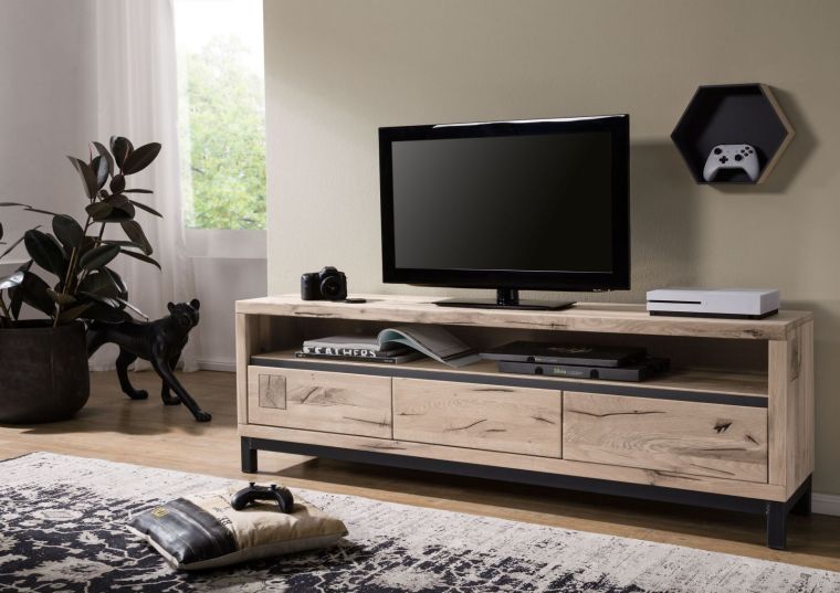 mobile TV in legno di Quercia Selvatica 170x40x56 bianco oliato VILLANDERS #214