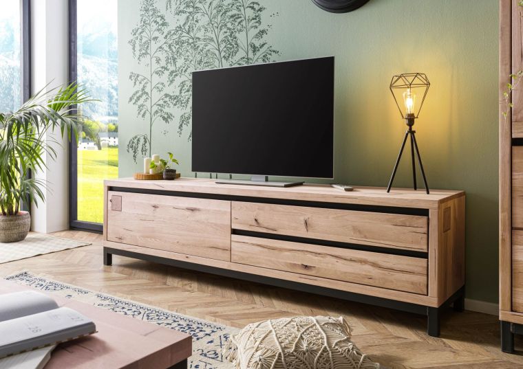 mobile TV in legno di Quercia Selvatica 220x40x56 bianco oliato VILLANDERS #254