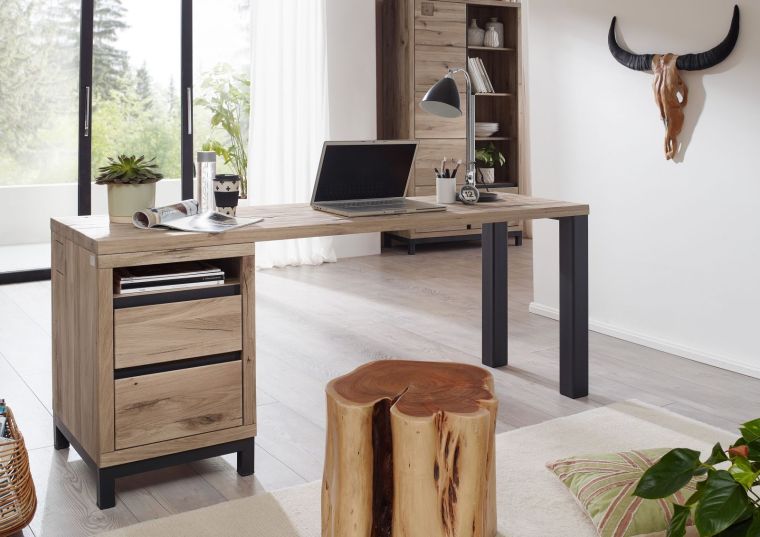 scrivania in legno di Quercia Selvatica 150x55x76 bianco oliato VILLANDERS #240