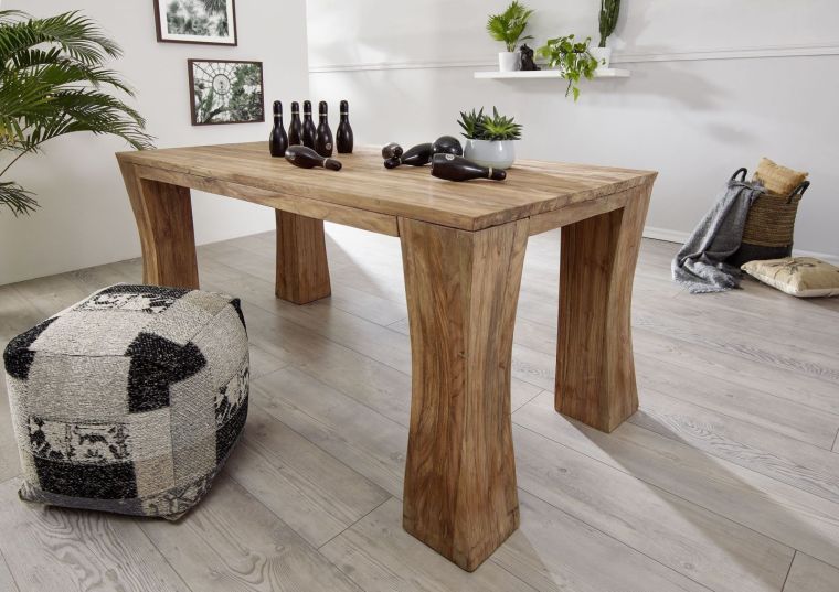 tavolo da pranzo in legno di Teak 200x100x78 naturale grezzo BASSANO #107
