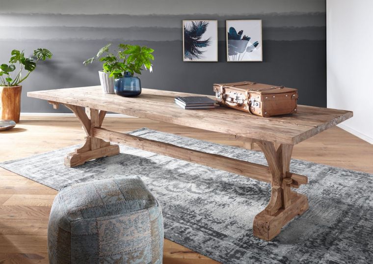 tavolo da pranzo in legno di Teak 250x100x78 naturale grezzo BASSANO #127