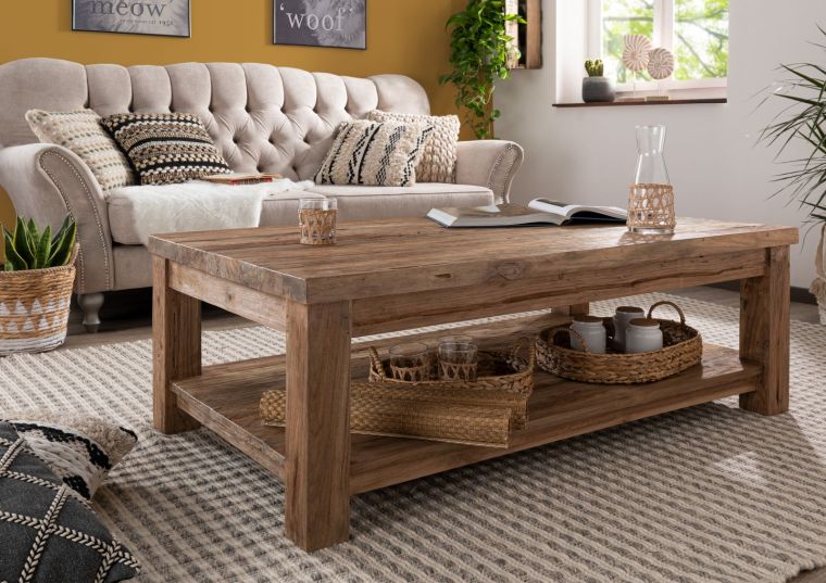tavolino da salotto in legno di Teak 130x75x45 naturale grezzo BASSANO #139