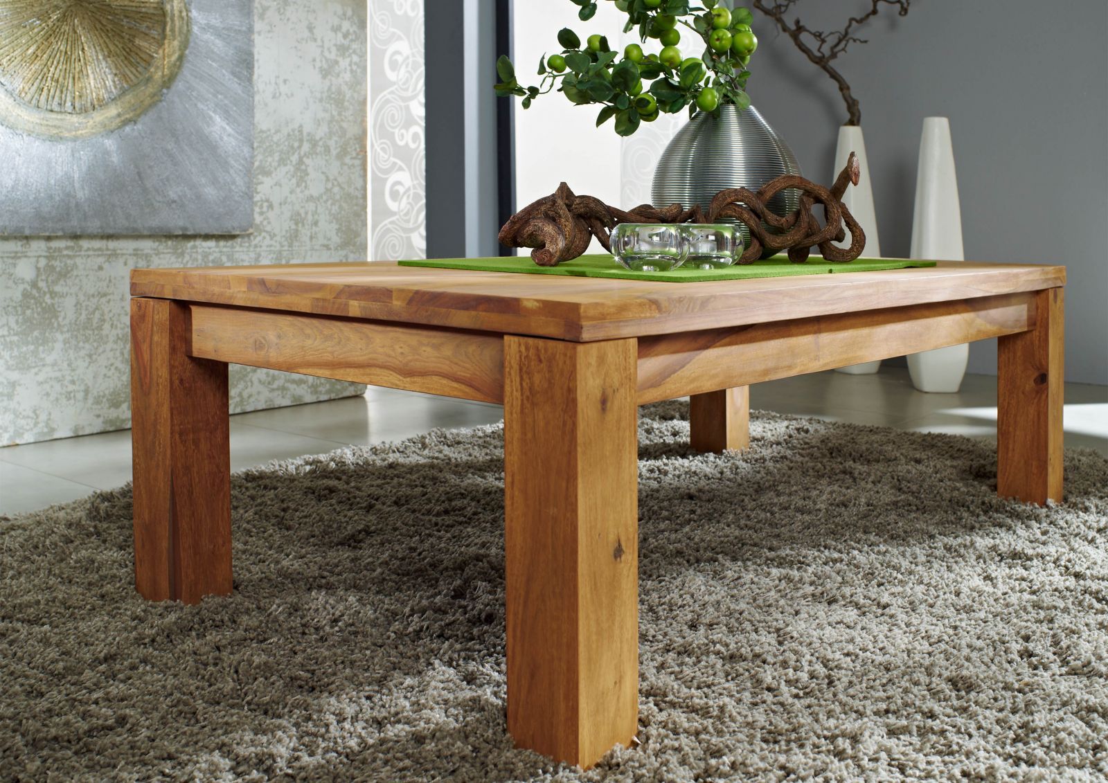 tavolino da salotto in legno di Sheesham / palissandro 70x70x40 noce oliato  BROOKLYN #10