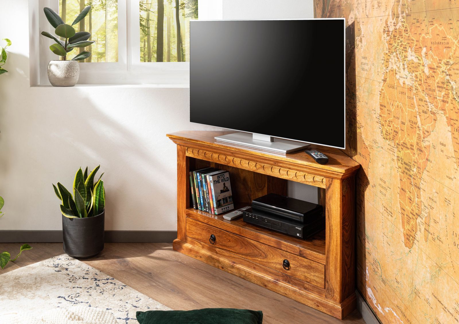 OXFORD #0504 Mobile TV angolare in legno di acacia - verniciato 97x51x60