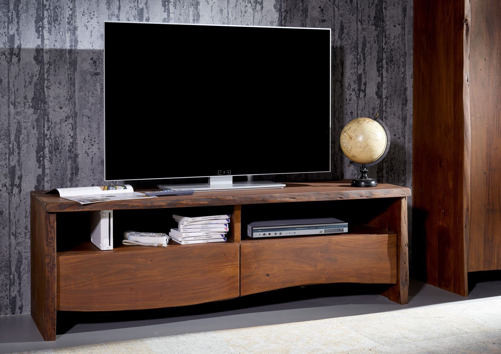 mobile TV in legno di Acacia 151x45x50 marrone laccato PURE ACACIA #208