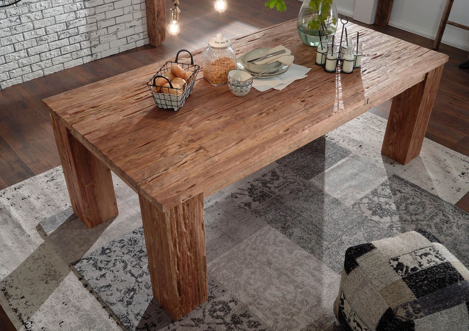 tavolo da pranzo in legno di Teak 250x110x76 naturale grezzo BASSANO #101