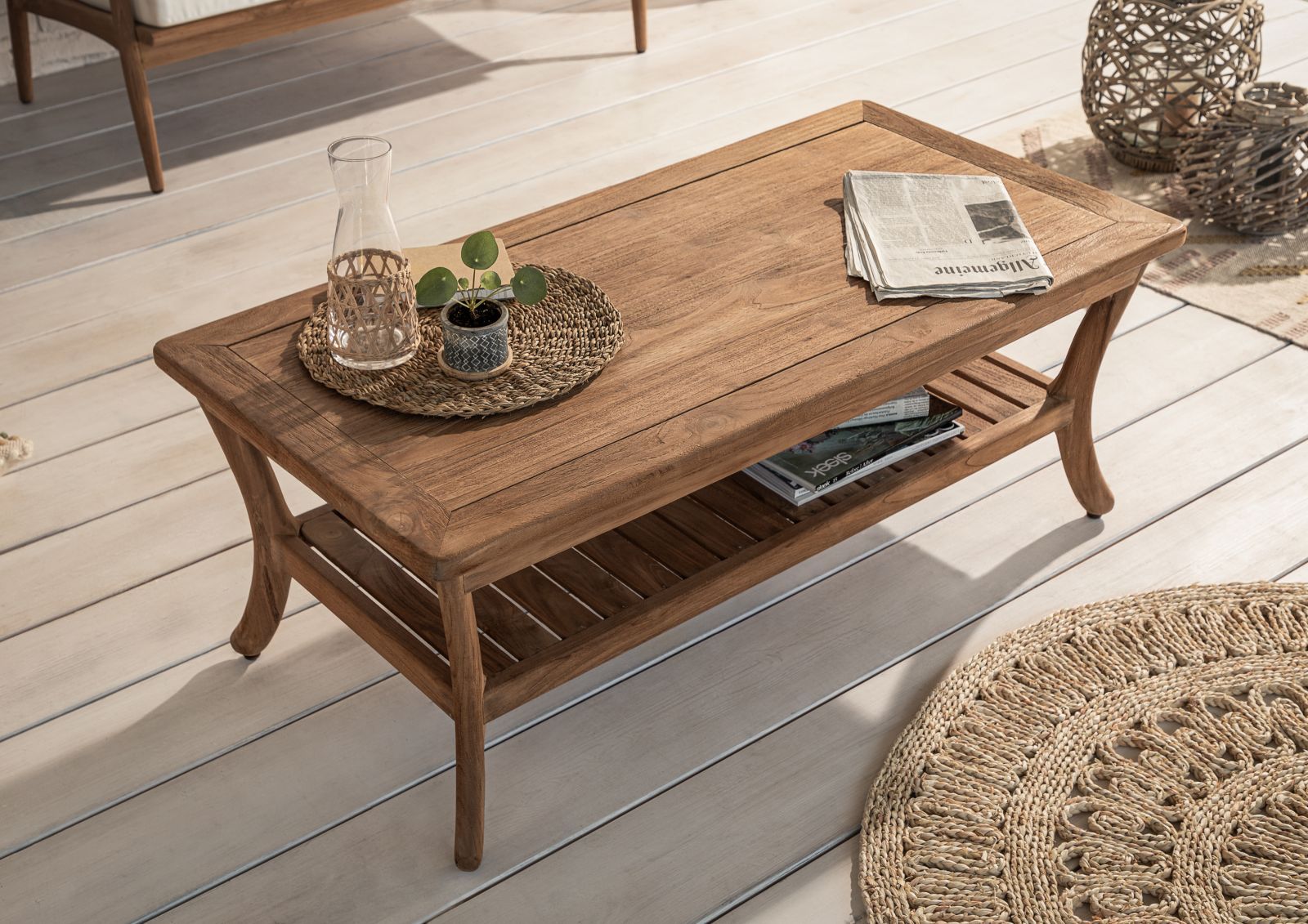 tavolino da salotto in legno di Teak 120x60x45 naturale grezzo